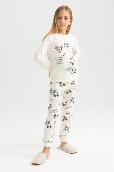 DeFacto Kız Çocuk Disney Mickey & Minnie Uzun Kollu Pijama Takımı A8781a823au