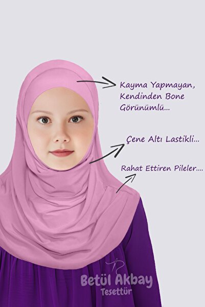 Betül Akbay Ροζ βαμβακερό μοντέλο Virgin Mary Πρακτικό μαντήλι κεφαλιού για κορίτσια