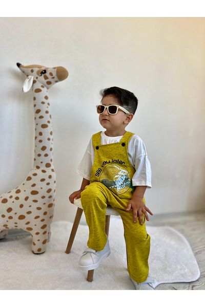 Pollito Crocodile Printed Children's Mustard Slippers - Adjustable Button