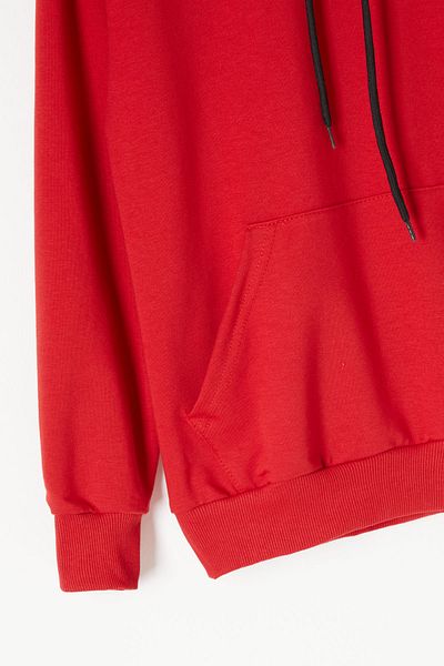 Cansın Mini Παιδικό φούτερ με κουκούλα Red Fleece Kangaroo Pocket 17041