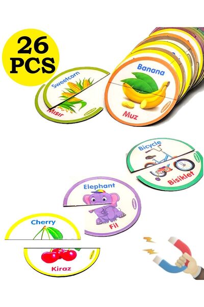 Schmülzer Baby Manyetik Puzzle 2'li Magnet Puzzle - Hayvanlar,meyveler,taşıtlar