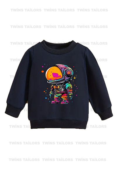 twins tailors Унисекс комплект от 3 броя в сиво-черно-тъмносиньо - детски суитшърт с кръгло деколте и щампа скейтборд