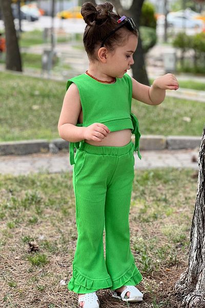 meqlife Girl's Spanish Leg Crop Set Green