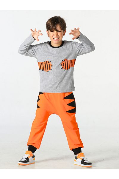Casabony Tiger Paws Orange Trousers+T-shirt Set