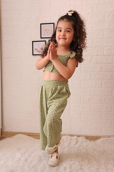 meqlife Crop Pants Set Bodysuit Patterned 1-8 Years Old Green