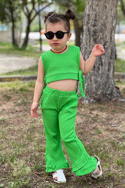 meqlife Girl's Spanish Leg Crop Set Green