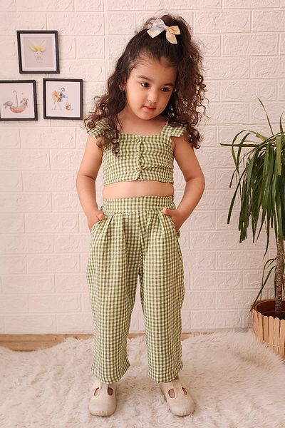 meqlife Crop Pants Set Bodysuit Patterned 1-8 Years Old Green