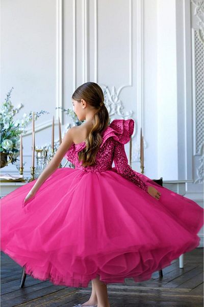 Kids Girl's NORA Dress - Sequined, Single Sleeve Evening Dress