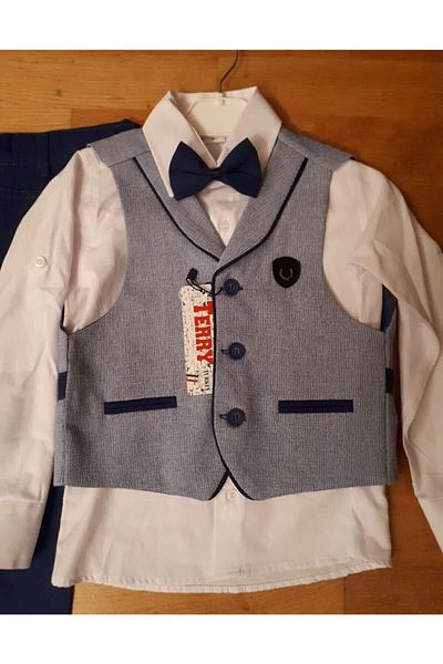 Terry Boy's Light Blue Vest Tuxedo Suit