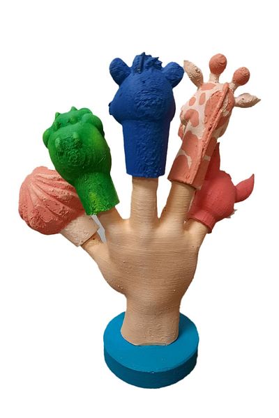 Uçaneller Kuklaevi Safari Animals Finger Puppet Set with Stand