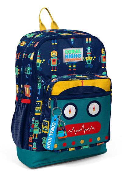 Coral High Navy Blue Indigo Robot School Bag - 23472