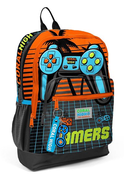 Coral High 23746 Μοντέλο Γκρι Πορτοκαλί Σχολική Τσάντα Gamer
