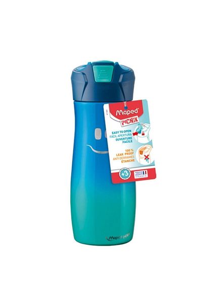 Maped Picnic 580ml Steel Flask Blue with Smiling Face Figure3154148713036