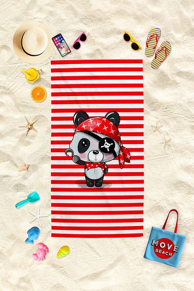 MoveBeach Panda Patterned Children's Beach Towel, Bath Towel