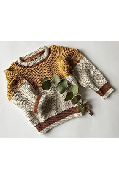 EYC BABY الخردل سترة تريكو كبيرة الحجم للأطفال