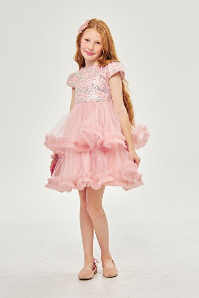 Jolanda KABARIK ETEKLİ PAYETLİ KIZ ÇOCUK ELBİSE