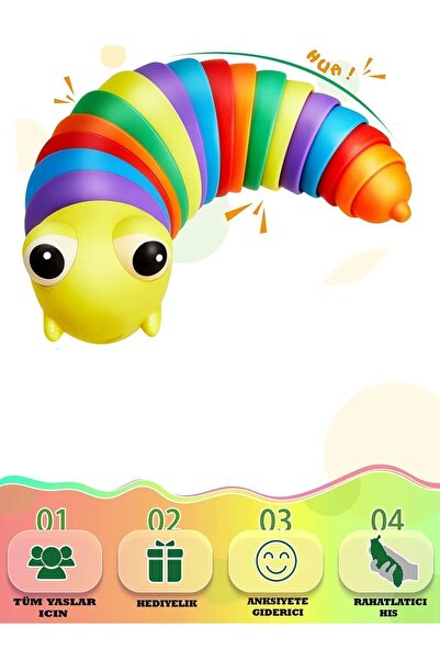 AVDA Söktak Eğlenceli Stres Ve Anksiyete Giderici Montessori Renkli Tırtıl Oy...