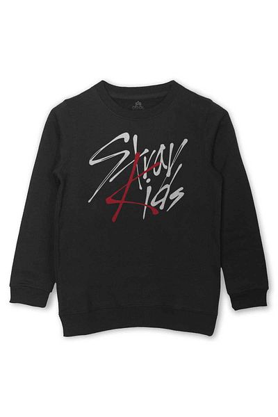 so cool Детски суитшърт с щампа Stray Kids в черен цвят и K-Pop стил