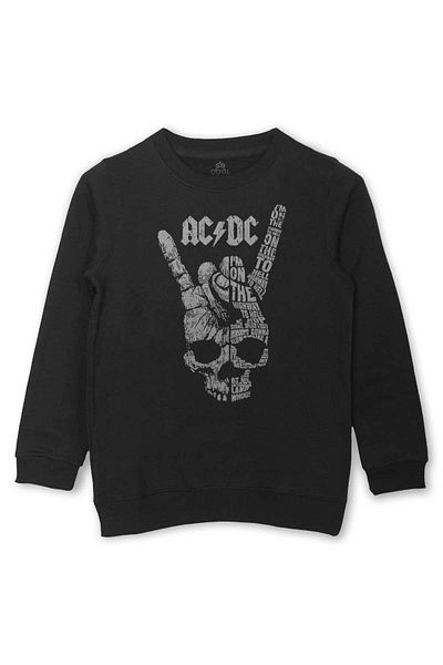 so cool Детски суитшърт с шарки на хард рок музика AC DC - черен