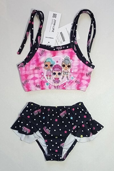 ModaCity Σετ μπικίνι για κορίτσια με μοτίβο χαρακτήρα New Season Stripe με αξεσουάρ τσάντας βολάν (3 τεμάχια)