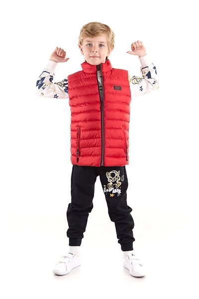AHENGİM Boy's Hooded Puffer Vest - Fashion Trend Ak 215051