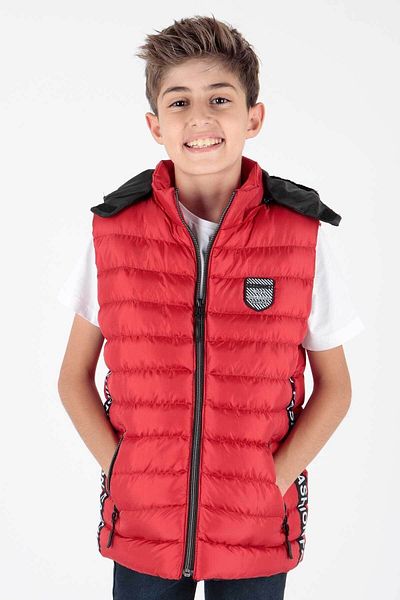 AHENGİM Modetrend für Jungen – aufblasbare Weste mit Kapuze und Streifen 213839