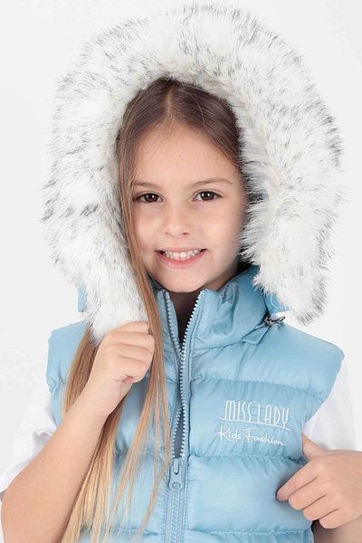 AHENGİM Мъжка пухкава жилетка с качулка за момиче - Ak 215657