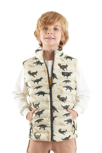 AHENGİM Boy's Dino Printed Trend Vest - Ak 216061