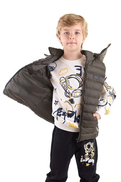 AHENGİM Boy's Hooded Puffer Vest - Fashion Trend Ak 215051