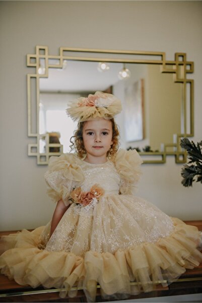 MIALORA EXCLUSİVE By Emel Ebru Özdemir Special Design Girl's Evening Dress with Crown Accessory Graduation Dress