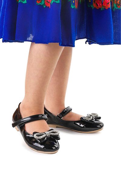 Kiko Kids Bow Tie Stone Klettverschluss Mädchen Ballerina Schuhe 254 Haut