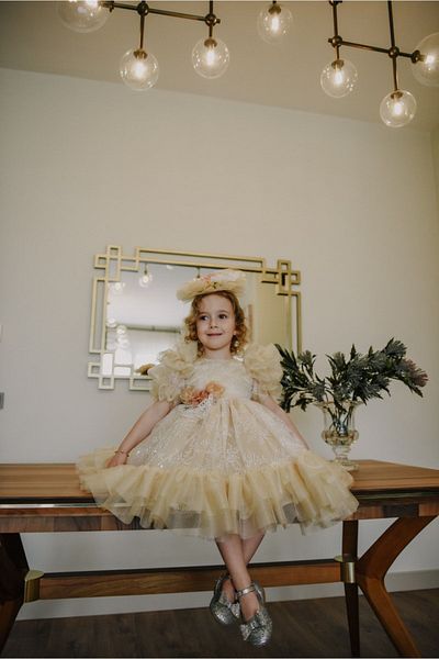 MIALORA EXCLUSİVE By Emel Ebru Özdemir Special Design Girl's Evening Dress with Crown Accessory Graduation Dress