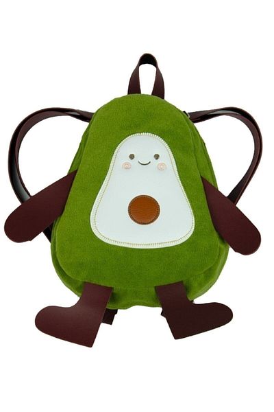 MZ Fashion Cute Avocado Plush Mini Kids Backpack Green