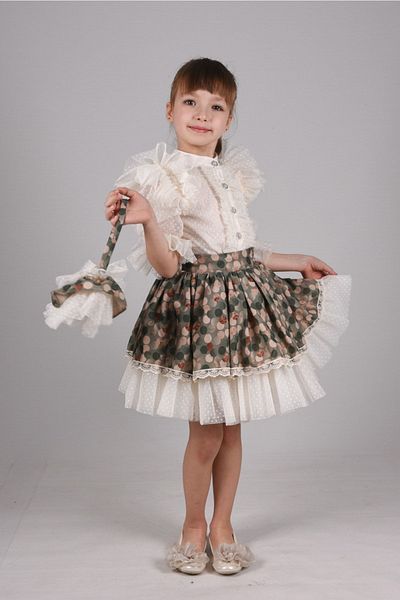 MIALORA EXCLUSİVE By Emel Ebru Özdemir Double Suit with Polka Dot Skirt and Shirt, Girl's Graduation Dress, Girl's Vintage Set