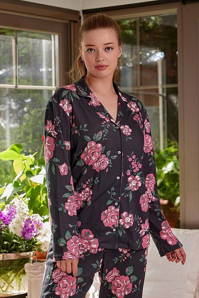 Zeyland Women's Shirt Collar Pajama Set - Buttoned