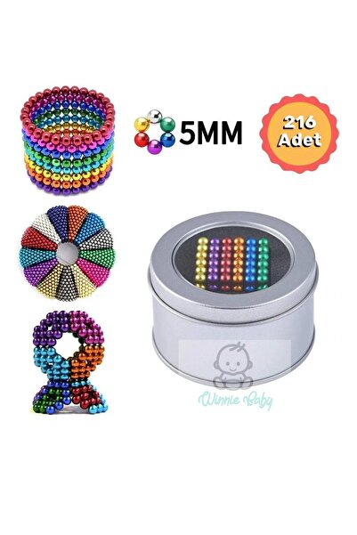 Winnie Baby Renkli Neodyum Manyetik Mıknatıs Toplar 5mm 216 Adet Neocube Neo Cube Küp
