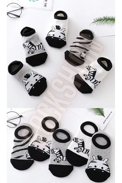 SOCKSHION Sada 5 farebných detských ponožiek do topánok so vzorom Zebra