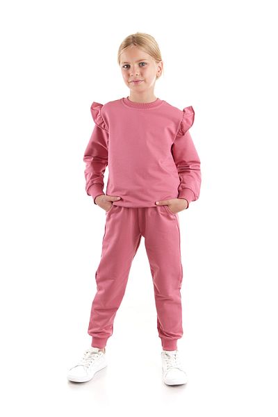 AHENGİM Κοριτσίστικο σετ αθλητικής φόρμας Cotton Trend - Frill Detailed Ak2515