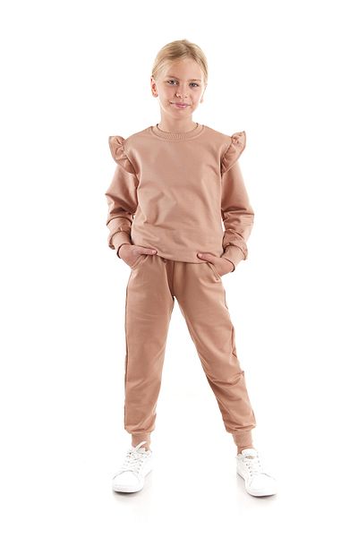 AHENGİM Κοριτσίστικο σετ αθλητικής φόρμας Cotton Trend - Frill Detailed Ak2515