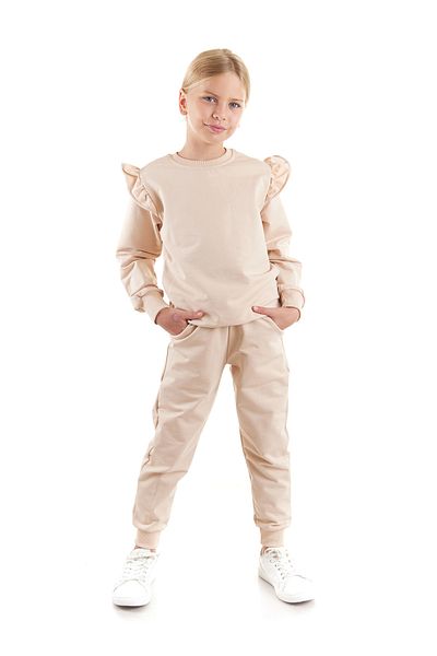 AHENGİM Κοριτσίστικο σετ αθλητικής φόρμας Cotton Trend - Frill Detailed Ak2515