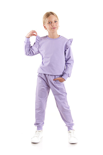 AHENGİM Lány pamut trendi tréningruha szett - fodros részlet Ak2515