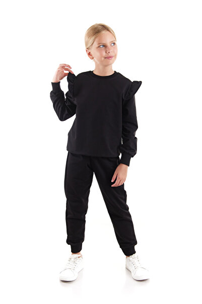 AHENGİM Κοριτσίστικο σετ αθλητικής φόρμας Cotton Trend - Frill Detailed Ak2515