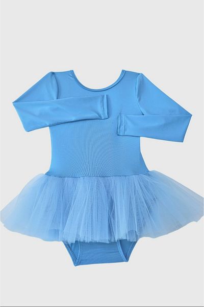 LULLY KİDS Baby Blue - Costum de balet și gimnastică pentru fete cu mânecă lungă cu fustă tutu