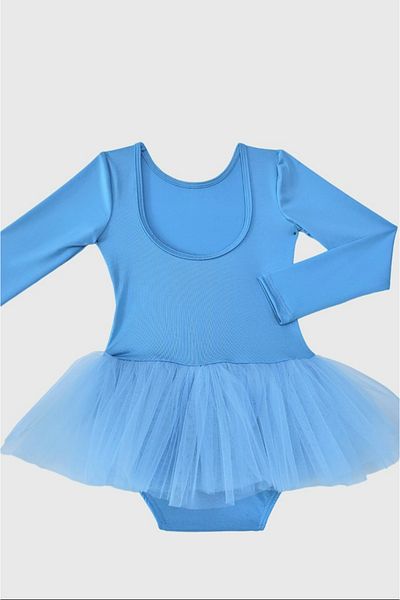 LULLY KİDS Baby Blue - Costum de balet și gimnastică pentru fete cu mânecă lungă cu fustă tutu