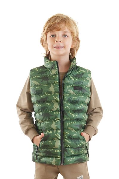 AHENGİM Boy's Dino Printed Trend Vest - Ak 216061