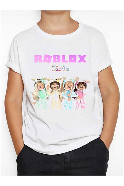 TakeTshirt Tricou alb unisex pentru copii - Roblox Girls