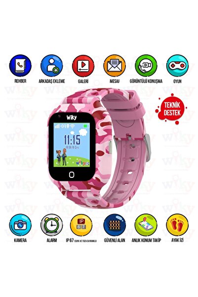 Wiky Watch 4s Kamuflaj Pembe Görüntülü Görüşmeli Akılı Çocuk Saati