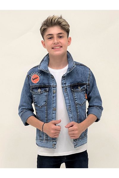 AHENGİM Jachetă de blugi pentru colegiu pentru băieți, ocazional, la modă Ak 22366123