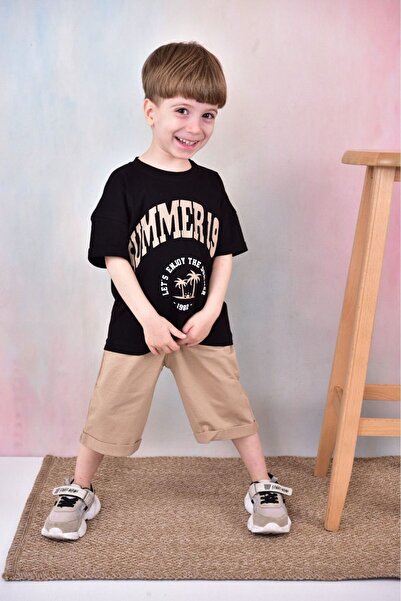 tunays shopping Set tricou Capri oversize pentru băiat - 100% bumbac