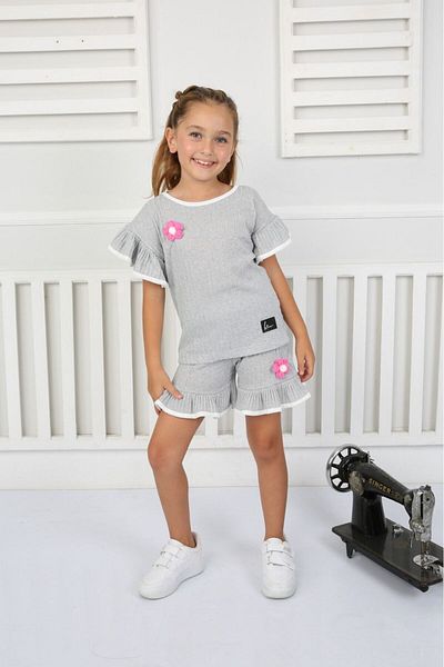 tunays shopping Floral Patterned Summer Shorts Set for Girls